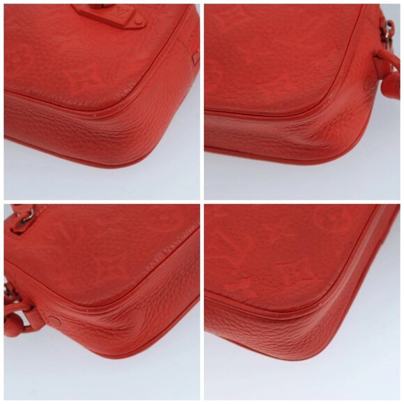 LOUIS VUITTON Monogram Empreinte Pochette Volga Bag Red M53555 LV Auth 111442 - Picture 14 of 16